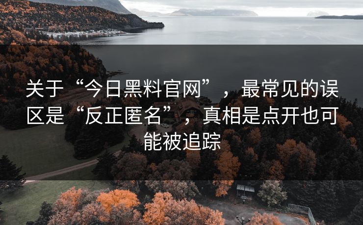 关于“今日黑料官网”，最常见的误区是“反正匿名”，真相是点开也可能被追踪
